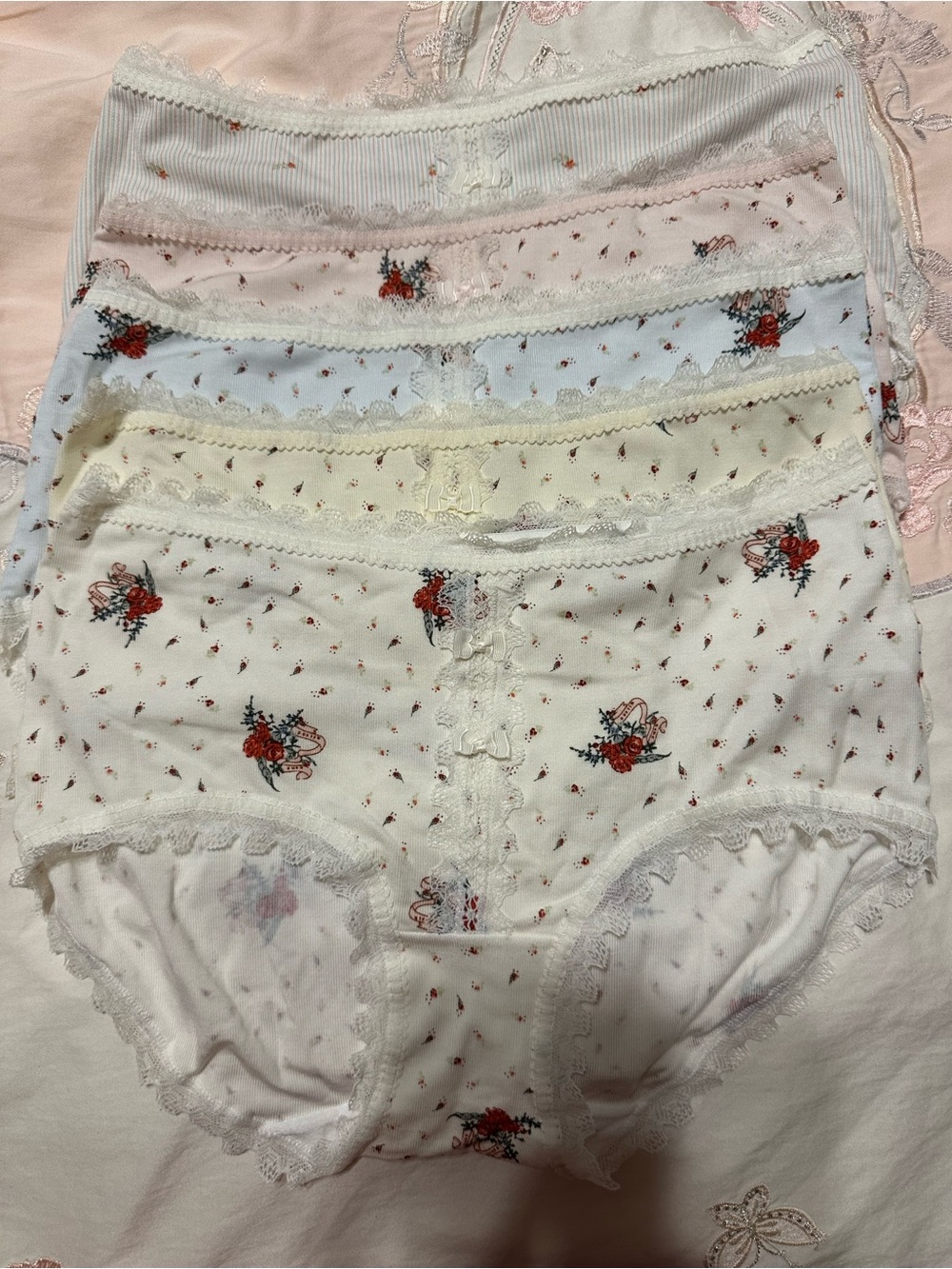 women panties underwear modal material Floral Print Lace-Trim Briefs